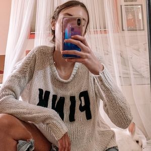 Girls Cozy Mesh Pullover Sweater PINK